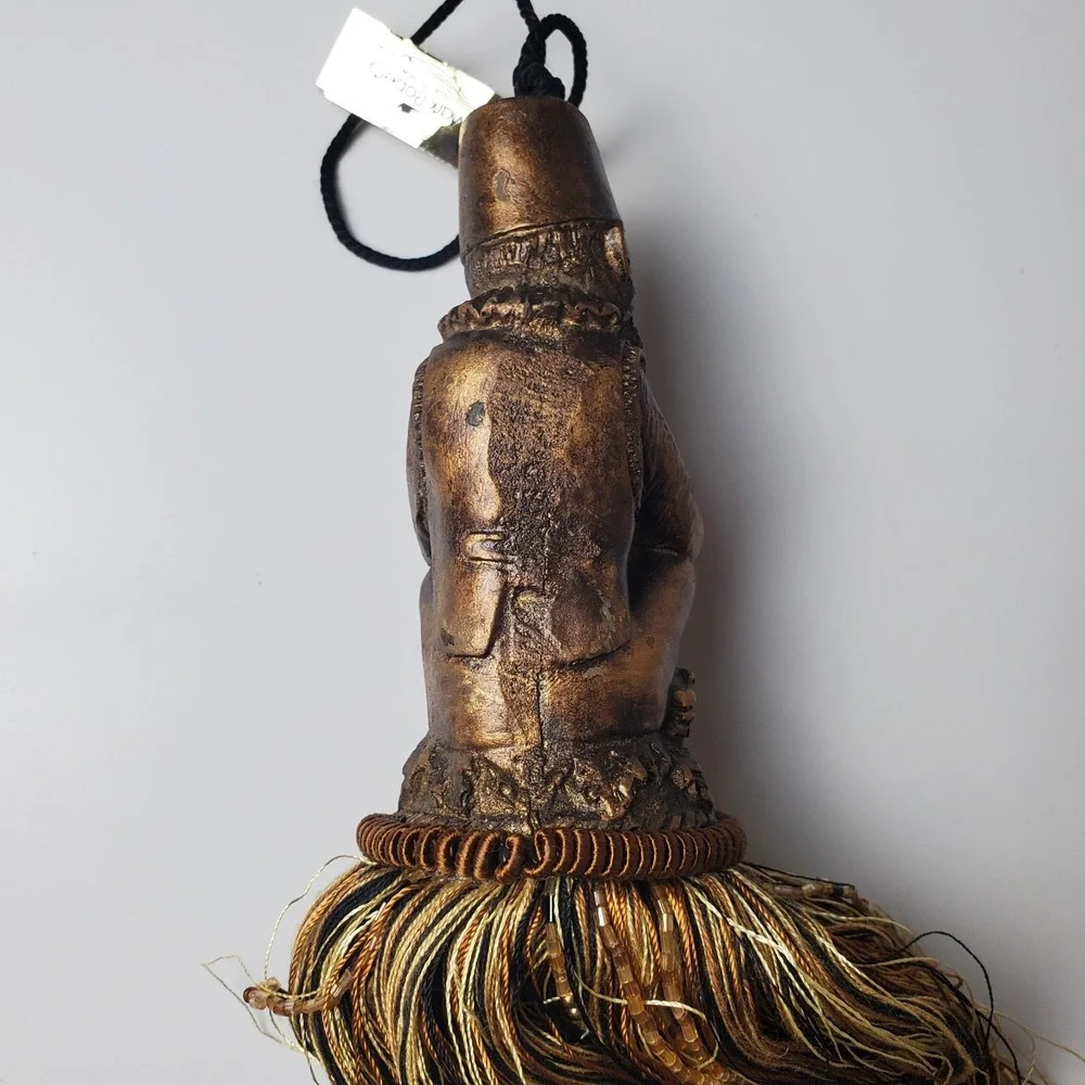 Rare Vintage Mark Roberts Reading Monkey Tie Back Beaded Tassels Curtains Drapes